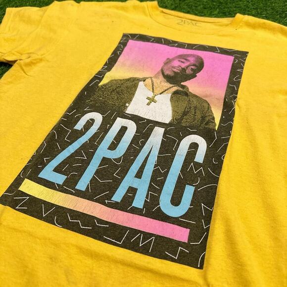 Retro 2Pac, Yellow Graphic Tee - Picture 2 of 4